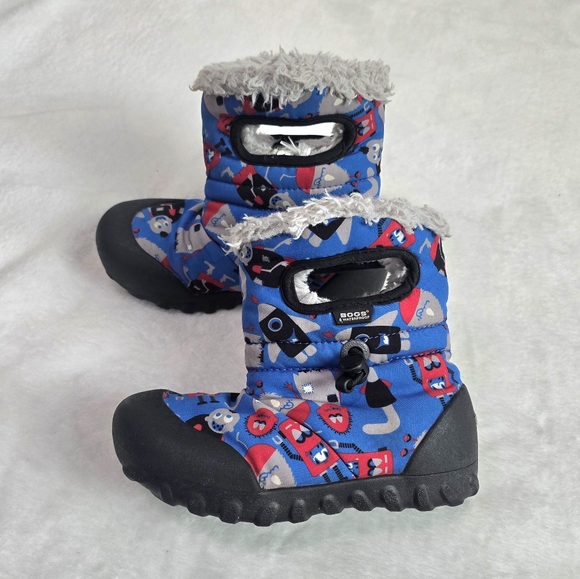 Boy's BOGS Boots Toddler B-Moc Snow Boot Shoes Rain Blue Monster Print Size 12 - Picture 1 of 7
